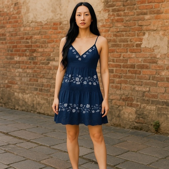 INC International Concepts Medium Blue Sleeveless Boho Spring Dress Sundress - Picture 2 of 3